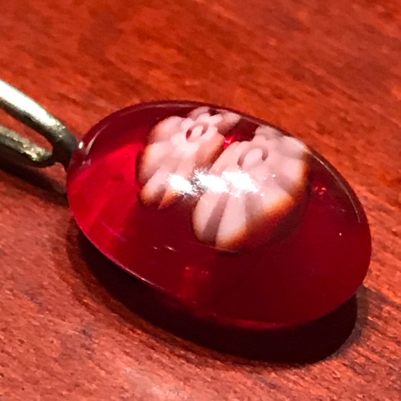 Fiery Red Miniature Floral Pendant - Picture 7 of 9